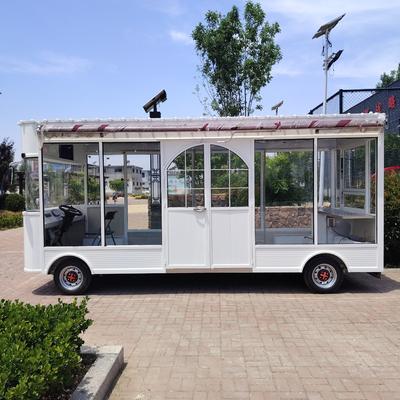 Externe draad of zonnepaneel aangedreven mobiele kledingwinkel trailer voor sjaal zak schoenen