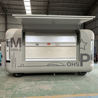 Multifunctionele elektrische mobiele snackverwerkende aanhangwagen met universele rubberen wiel