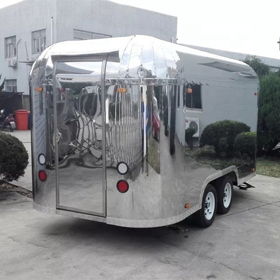 Design Zilveren Snack Food Trailer voor Fast Food Kiosk Verkoop in USA Zilveren Design