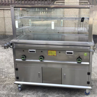 Afneembare mobiele roestvrijstalen straatvoedsel drankjes gas trolley handkar