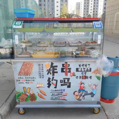 Afneembare mobiele roestvrijstalen straatvoedsel snack dranken gastrolley handkar