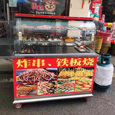 Afneembare mobiele roestvrijstalen straatvoedsel snack dranken gastrolley handkar