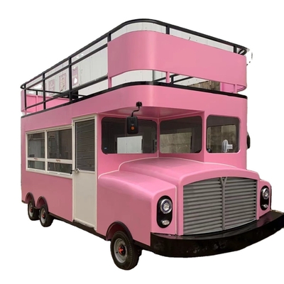 Dubbeldek luxe vrachtwagen voor fastfood snacks dranken ijs en cake