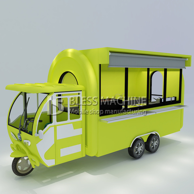 Op maat gemaakte 1.5KW-4.5kw Drie wielen elektrische scooter Food Cart Tuk Tuk Mobiele keuken driewieler