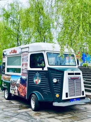 Draagbare mobiele voedselkiosk, elektrische vierwielige winkelkar voor onderweg