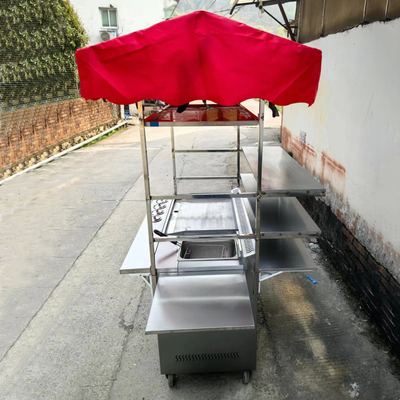 Commerciële horeca roestvrij staal straatvoedsel Snack Fryer Grill Barbecue Trolley Handkar