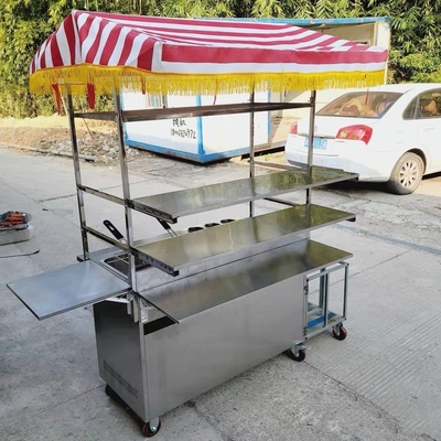110v/220v mobiele roestvrijstalen straatvoedsel snack gas trolley handkarretje voor 2023