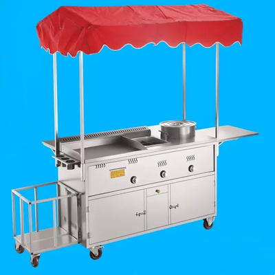 110v/220v mobiele roestvrijstalen straatvoedsel snack gas trolley handkarretje voor 2023