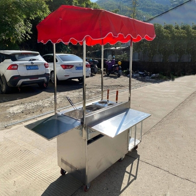 110v/220v mobiele roestvrijstalen straatvoedsel snack gas trolley handkarretje voor 2023