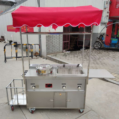 110v/220v mobiele roestvrijstalen straatvoedsel snack gas trolley handkarretje voor 2023
