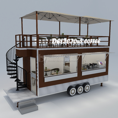 40 km/uur Mobile Coffee House Fast Food Restaurant sleepwagen met tweede verdieping