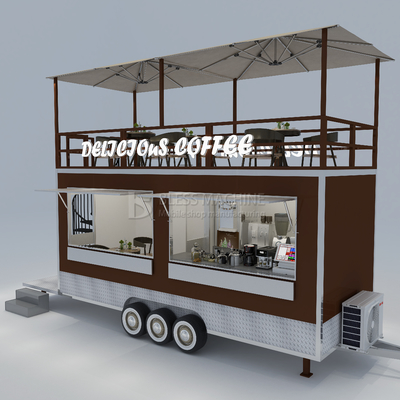 40 km/uur Mobile Coffee House Fast Food Restaurant sleepwagen met tweede verdieping