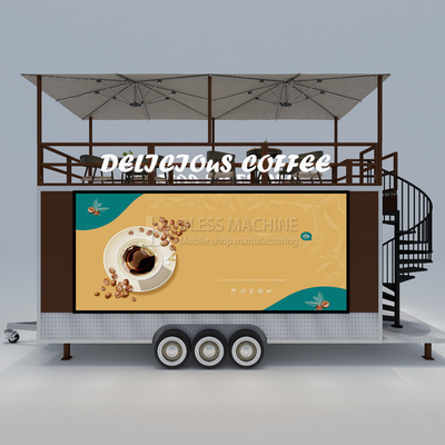 40 km/uur Mobile Coffee House Fast Food Restaurant sleepwagen met tweede verdieping