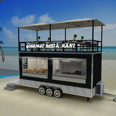 40 km/uur Mobile Coffee House Fast Food Restaurant sleepwagen met tweede verdieping