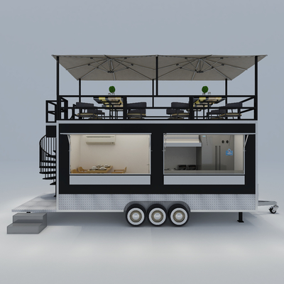 40 km/uur Tweede verdieping Multifunctionele mobiele restaurant café fastfood winkel sleepwagen