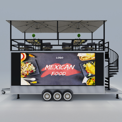 40 km/uur Tweede verdieping Multifunctionele mobiele restaurant café fastfood winkel sleepwagen