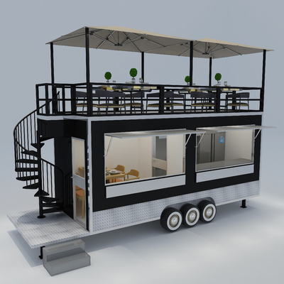 40 km/uur Tweede verdieping Multifunctionele mobiele restaurant café fastfood winkel sleepwagen