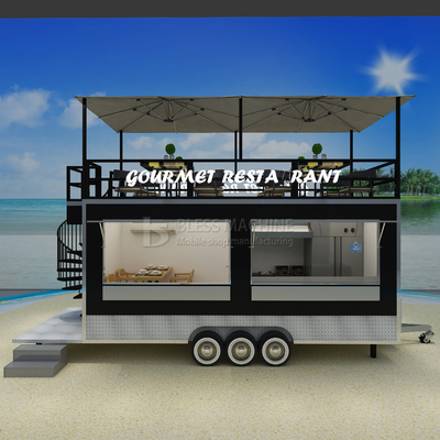 40 km/uur Tweede verdieping Multifunctionele mobiele restaurant café fastfood winkel sleepwagen