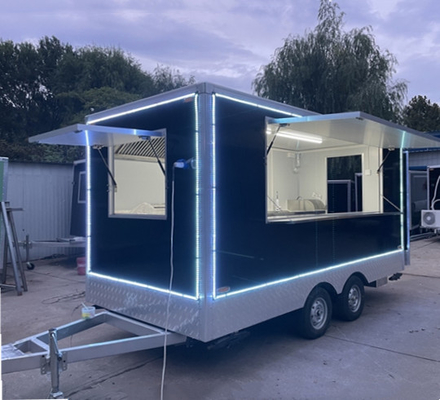 Mobile Square Fast Food Snack Trailer voor multifunctionele verkoop van verschillende goederen