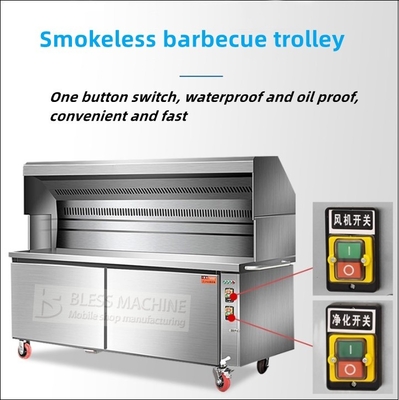 4 wielen rookloze barbecue trolley met videotechnische ondersteuning en handelsgarantie