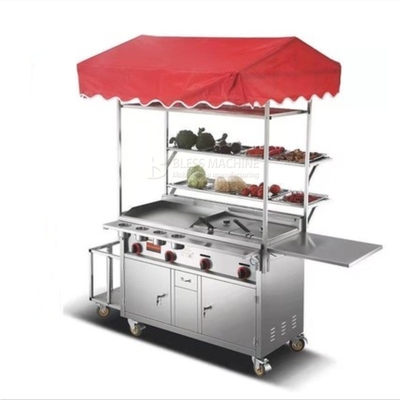 2022 Multifunctionele mobiele roestvrij staal straatvoedsel snack trolley handkar aangepast