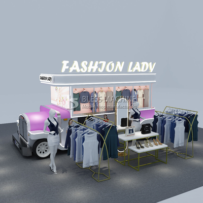 Op maat gemaakte lengte 1500 kg mobiele dameswear kleding bestelwagen trailer kar voor outlet