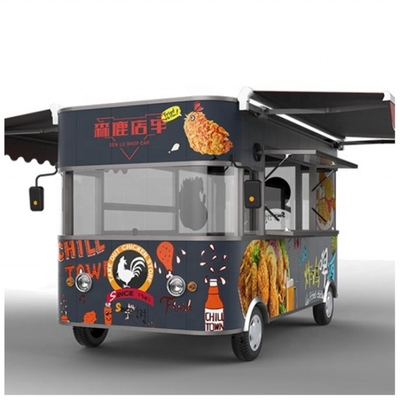 Multifunktioneel zilver 304 roestvrij staal mobiele elektrische foodtruck voor populaire snackverkoop