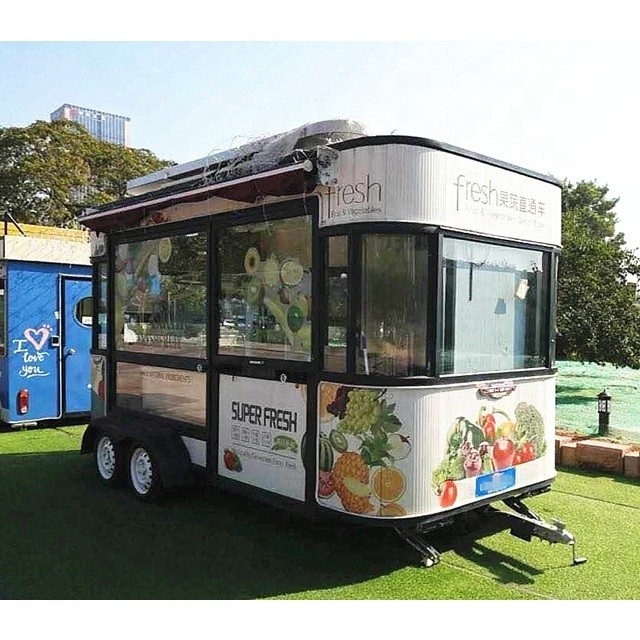Bus van roestvrij staal Deep Fryer Fast Food Trucks Street Mobile Food Trailer met volledige keukenapparatuur