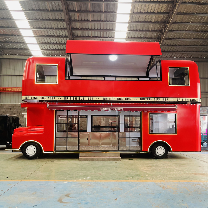 Verscheidene functies Vakantie Fastfood-apparatuur 9*2,14*4,8m Dubbeldek Luxe Truck Trailer