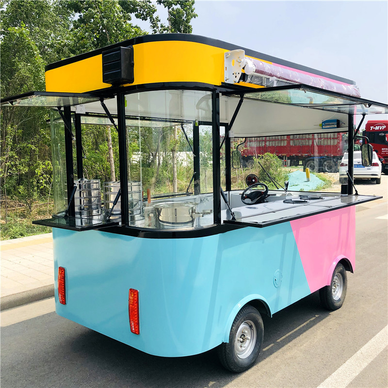 Externe aandrijving Motor Food Truck Van Keuken Vierkante stijl Elektrische ijswagen 4x2