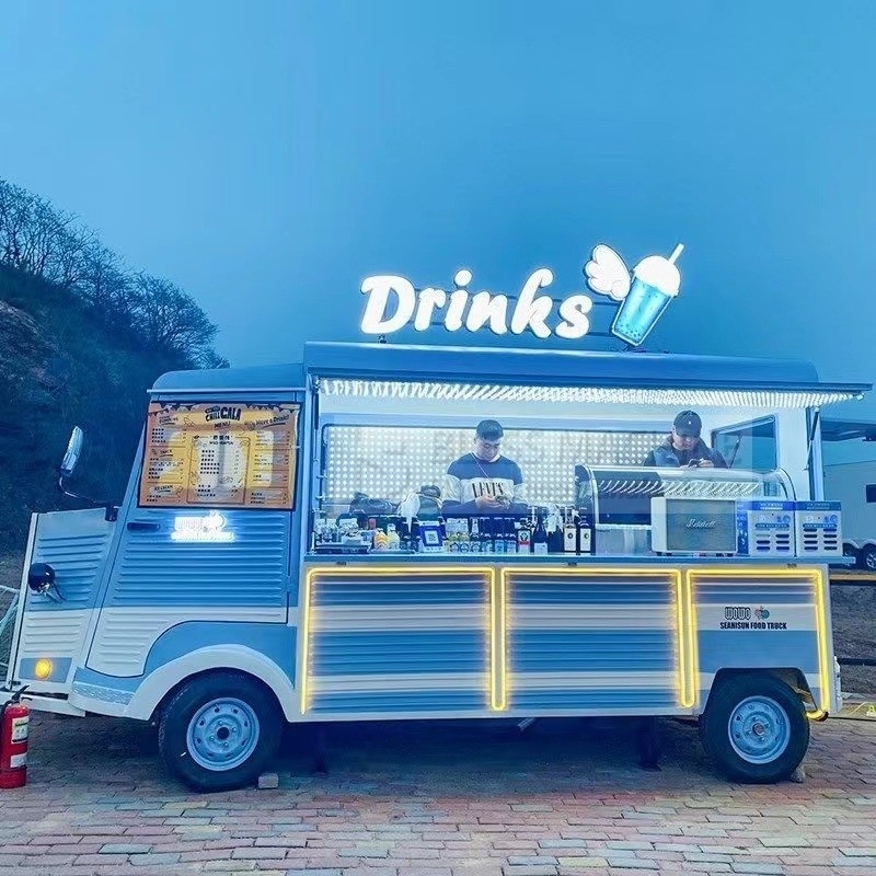 4 wegwielen elektrische mobiele bestelwagen voor multifunctionele fastfood snack catering dranken koffie