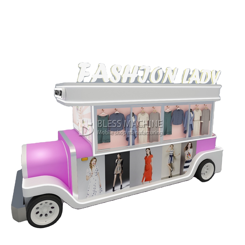 Op maat gemaakte lengte 1500 kg mobiele dameswear kleding bestelwagen trailer kar voor outlet