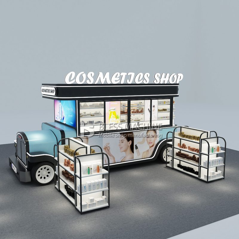 2023 Op maat gemaakte elektrische mobiele cosmetica make-up product huidverzorging boutique trailer cart