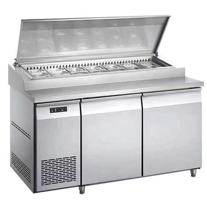 Eenvoudige deur Super Performance Salad Bar Pizza Prep Table Koelkast met lage investering